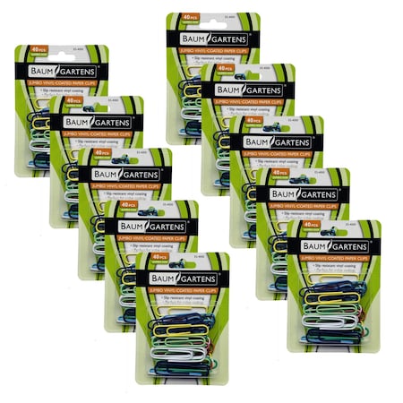 Baumgartens Vinyl-Coated Paper Clips, Jumbo Size, PK400 ES-4000